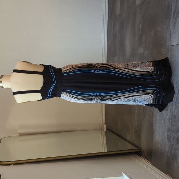 NEW Reiss Hope Jewel Print Halter Maxi Dress Navy White 10 evening formal - Picture 3 of 12